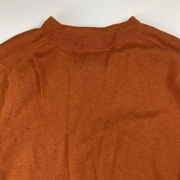 Lands End 100% Supima Cotton Orange V-Neck Sweater Sz LT Large Tall Long Sleeve - Picture 9 of 9